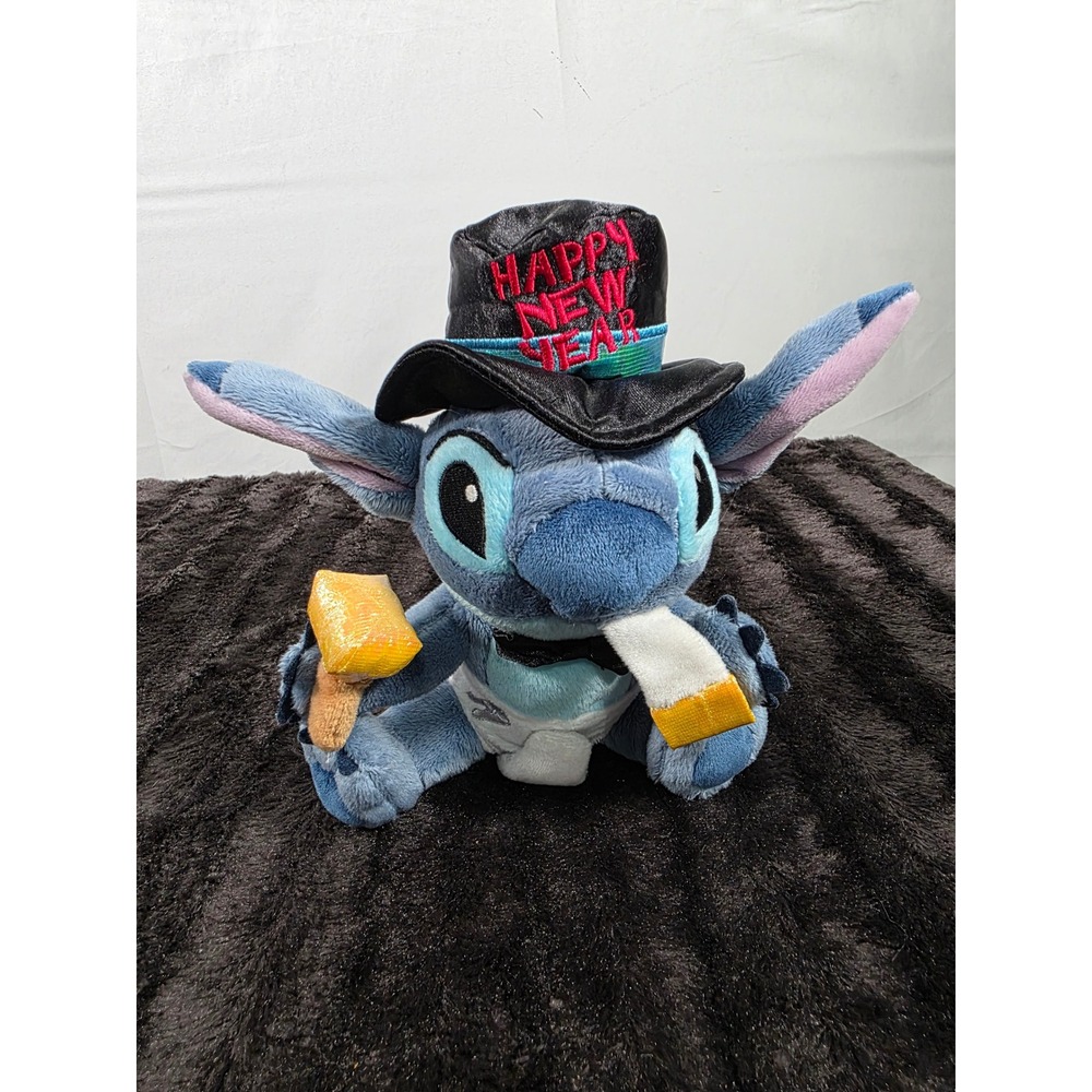 Disney Lilo & Stitch Happy New Year Plush Toy Diaper Top Hat Party Horn Blue